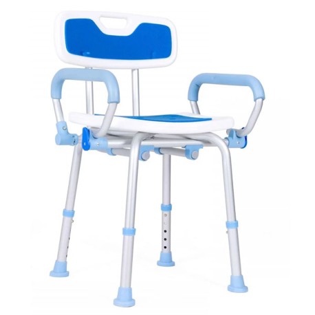 Silla ducha azul con descansa brazos abatible